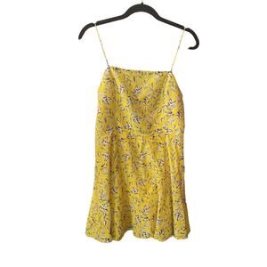 ALICE + OLIVIA Glinda Floral Silk-Cotton A-Line Swinging Sunbeam Yellow Dress 10
